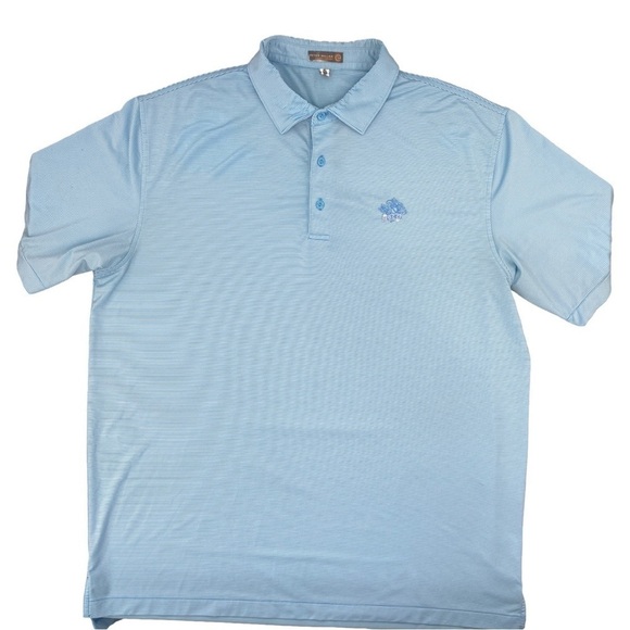 Peter Millar Summer Comfort Golf Polo Blue White Striped River Oaks CC Size XL - Picture 7 of 10